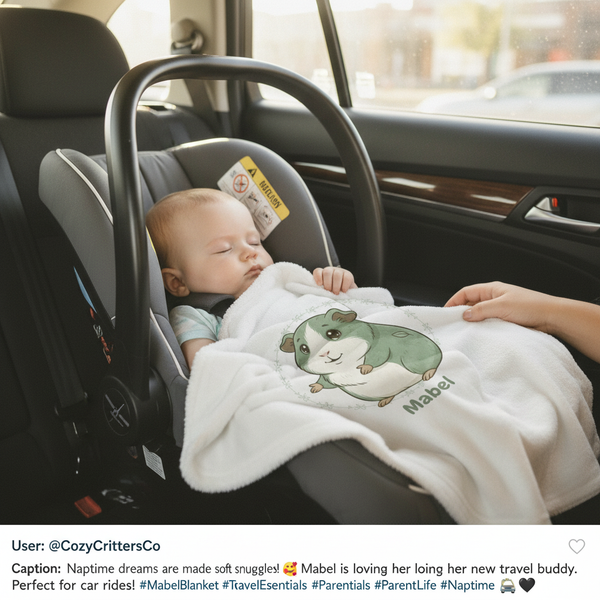 Mabel in car seat during travel