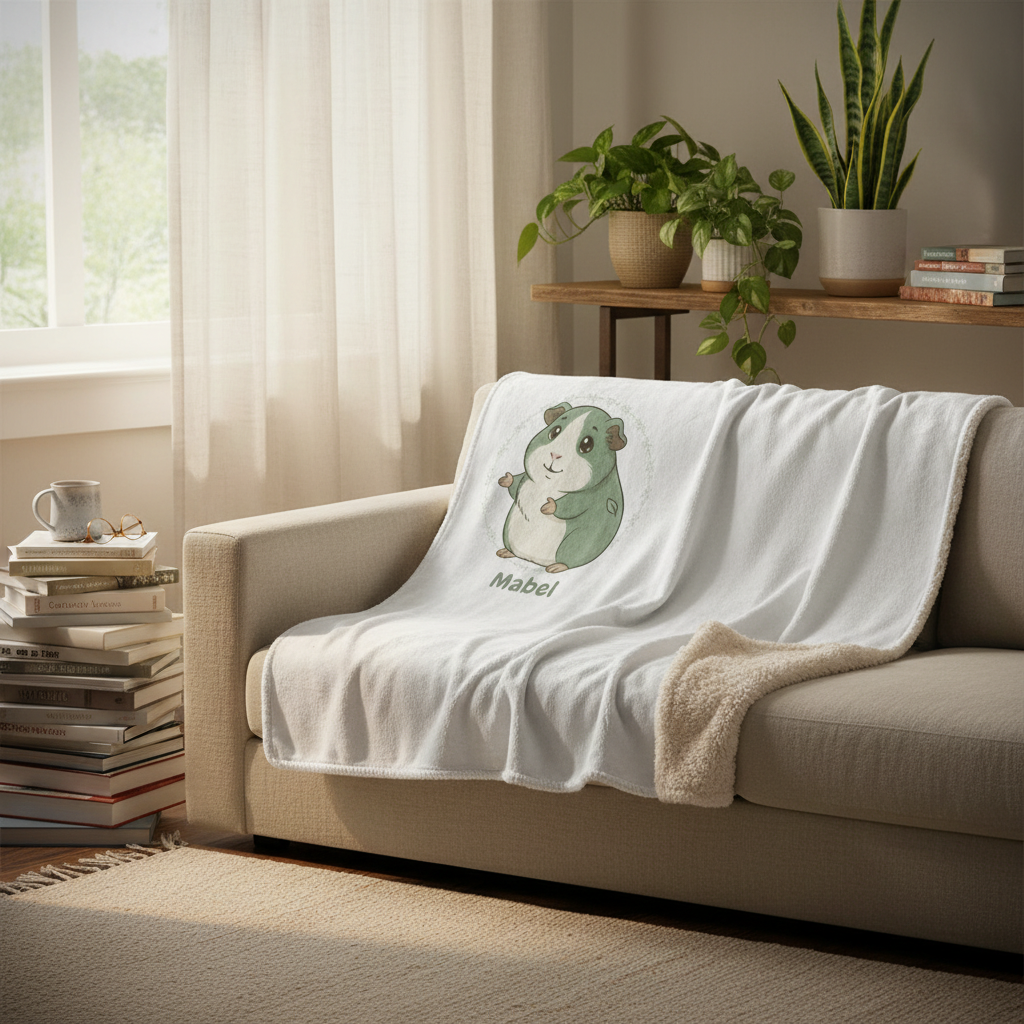 Mabel in cozy home setting