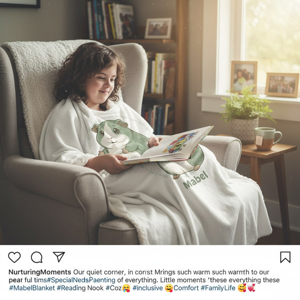 Mabel in quiet reading corner