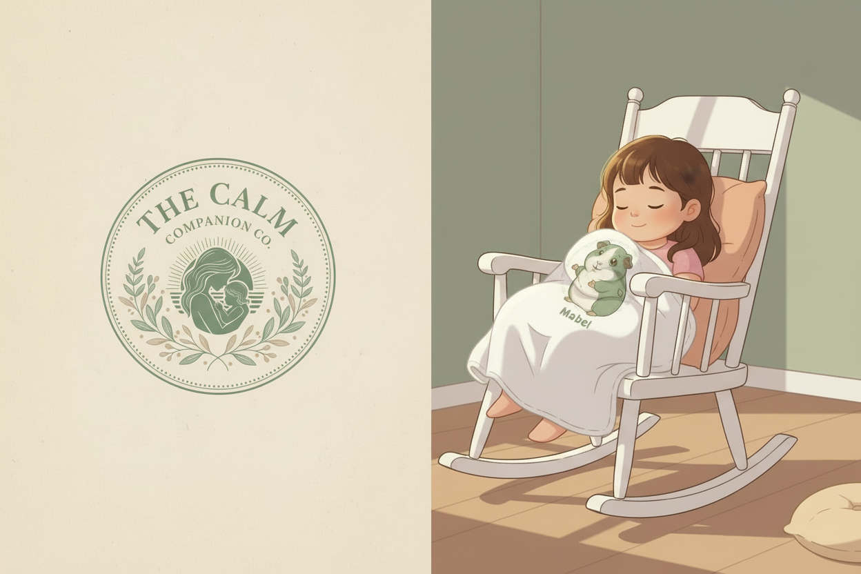 Perfectly balanced - logo center-left, girl center-right